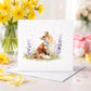 Woodland Animal Greeting Card | Linen Wildlife Card | Fox, Hare, Deer or Badger Card | Welsh Mam/Mum Birthday Card | Nature Lover Gift