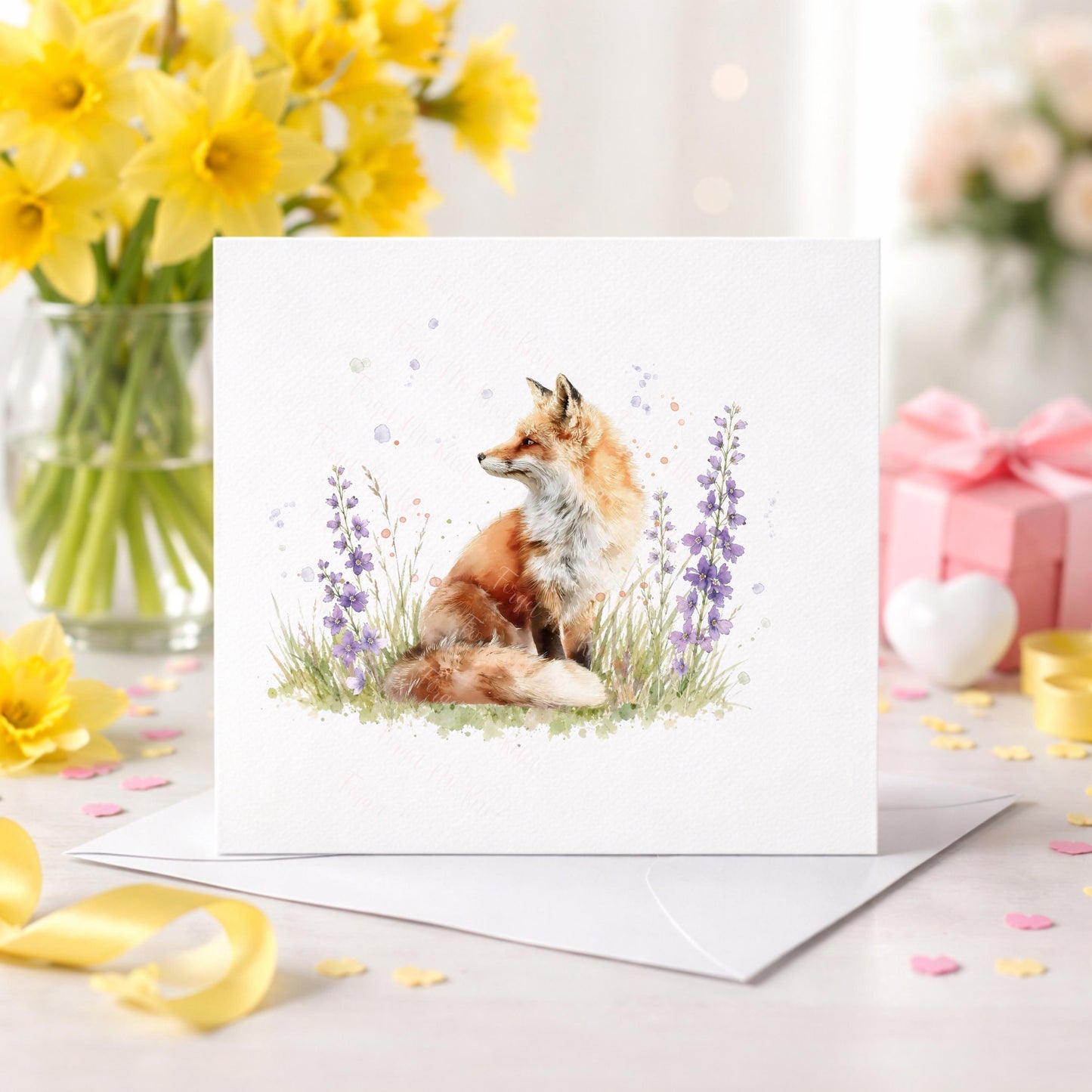 Woodland Animal Greeting Card | Linen Wildlife Card | Fox, Hare, Deer or Badger Card | Welsh Mam/Mum Birthday Card | Nature Lover Gift