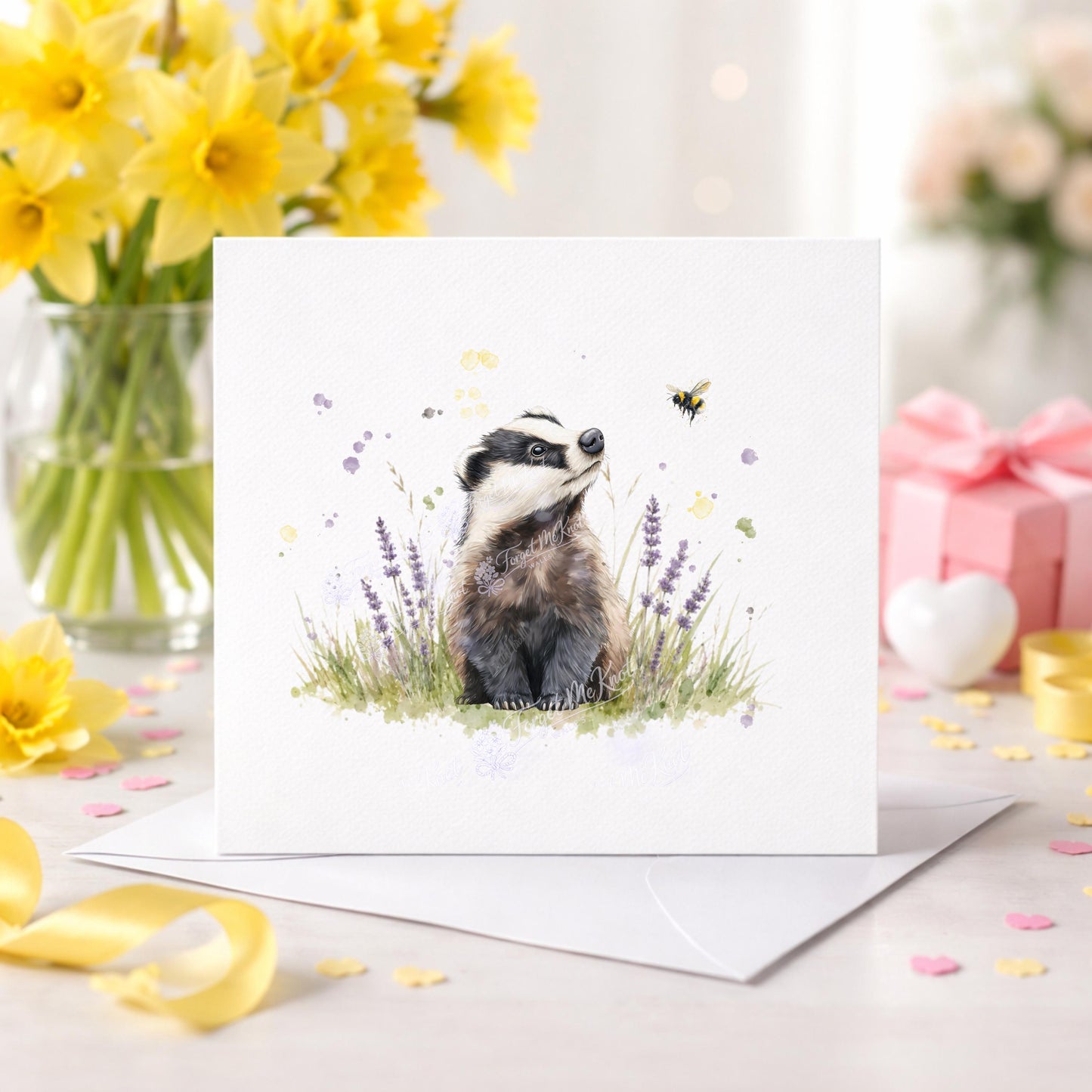 Woodland Animal Greeting Card | Linen Wildlife Card | Fox, Hare, Deer or Badger Card | Welsh Mam/Mum Birthday Card | Nature Lover Gift