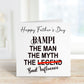 Funny Father’s Day Card for Grampy | The Man The Myth The Bad Influence Card | Personalised Father’s Day Card