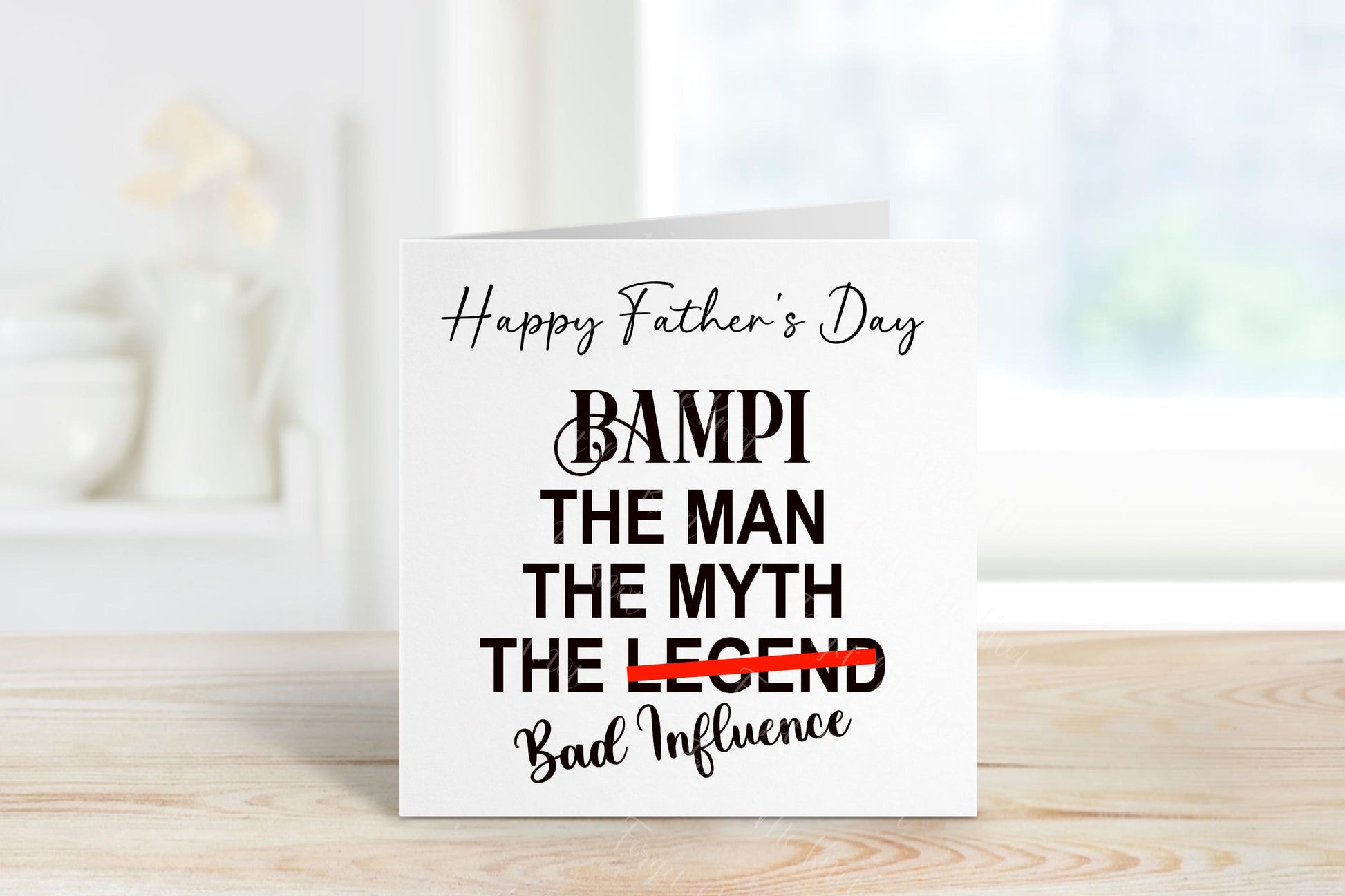 Funny Father’s Day Card for Bampy | The Man The Myth The Bad Influence Card | Personalised Father’s Day Card