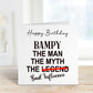 Funny Father’s Day Card for Bampy | The Man The Myth The Bad Influence Card | Personalised Father’s Day Card