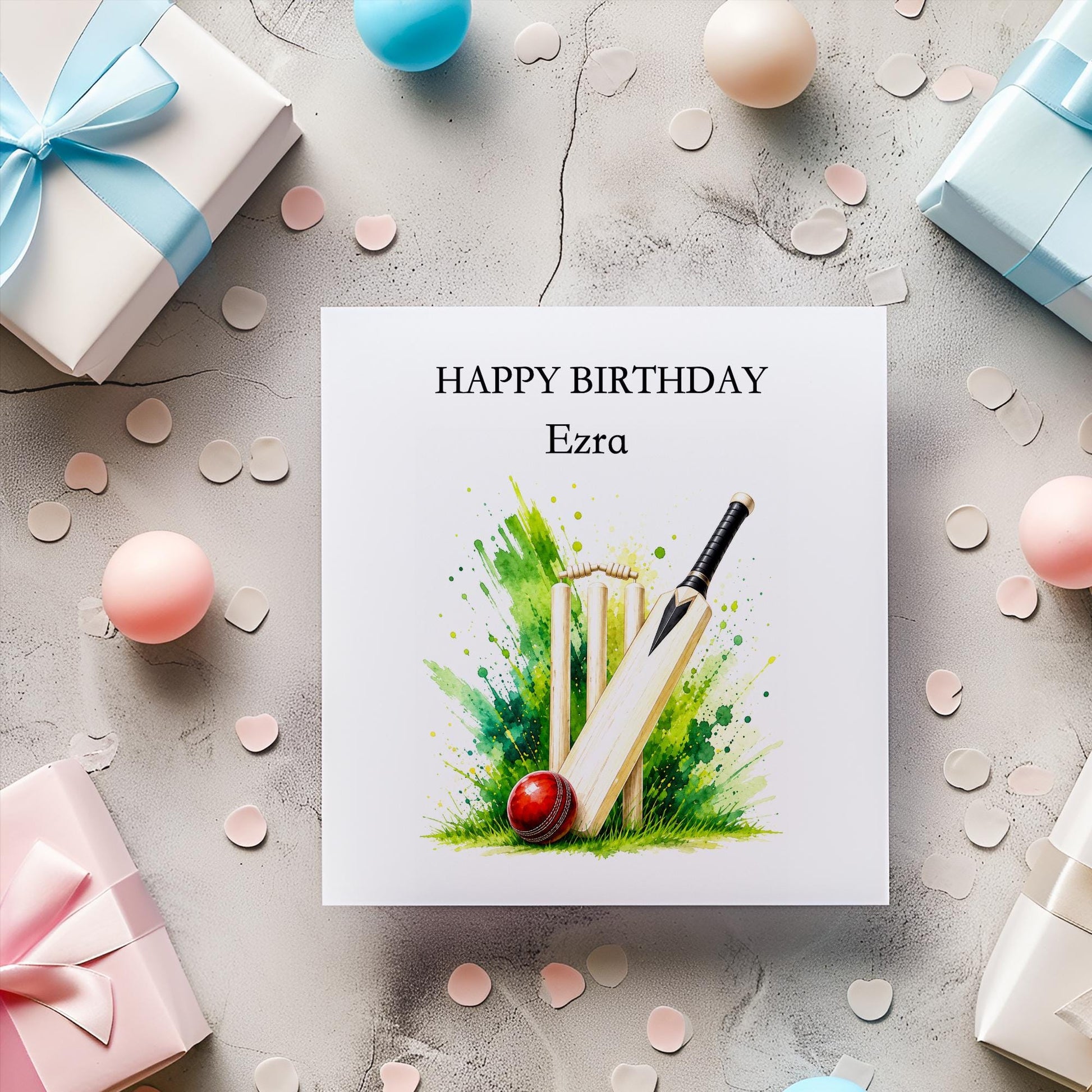 Cricket Birthday Card • Personalised Cricket Card • Welsh or English Birthday Card • Cricket Lover Card • Cricket Fan Birthday
