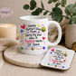 Funny Father’s Day Mug & Coaster for Mum | Mum Doing Both Parents Gift | Choice of 9 Funny Designs | Cheeky Novelty Mug