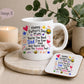 Funny Father’s Day Mug & Coaster for Mum | Mum Doing Both Parents Gift | Choice of 9 Funny Designs | Cheeky Novelty Mug