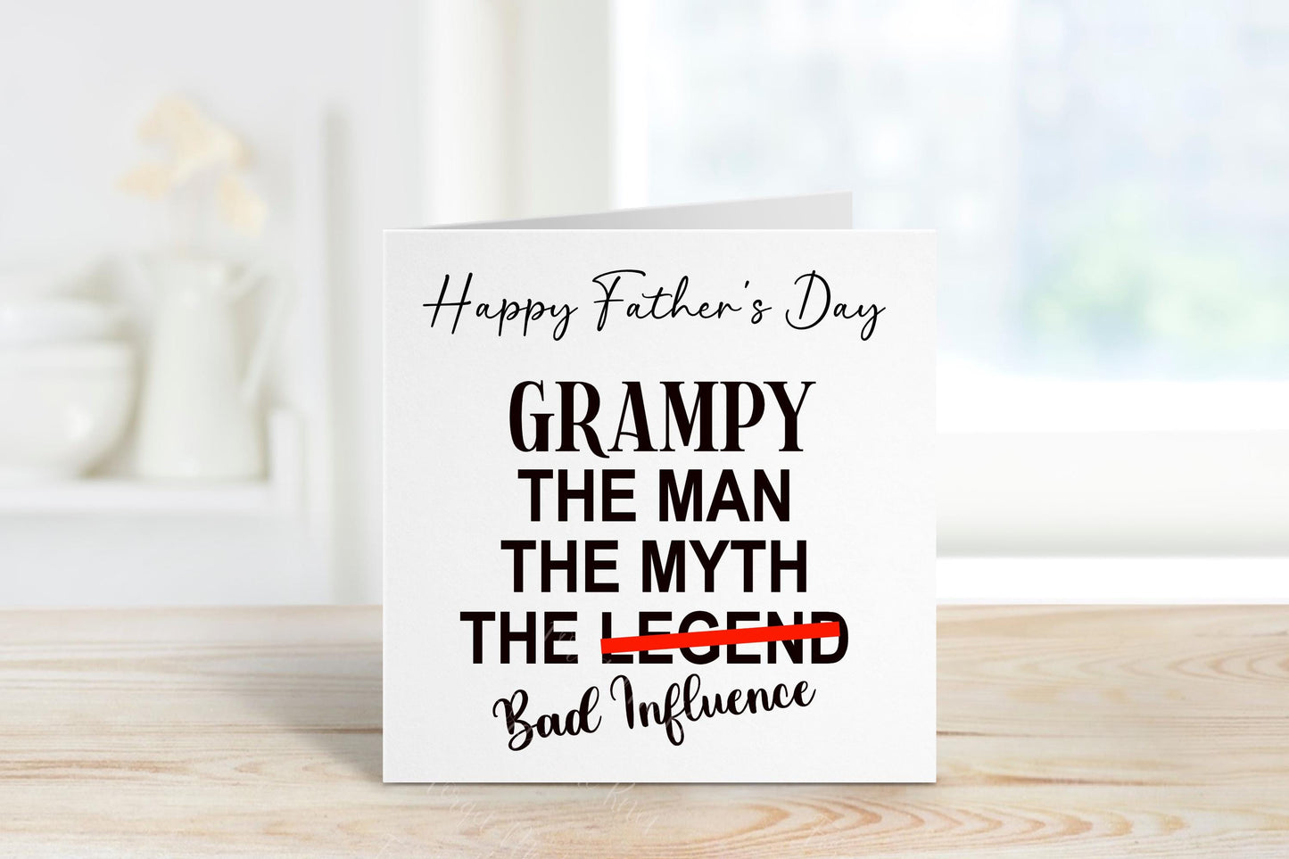 Funny Father’s Day Card for Bampy | The Man The Myth The Bad Influence Card | Personalised Father’s Day Card