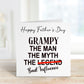 Funny Father’s Day Card for Grampy | The Man The Myth The Bad Influence Card | Personalised Father’s Day Card