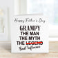 Funny Father’s Day Card for Grampy | The Man The Myth The Bad Influence Card | Personalised Father’s Day Card