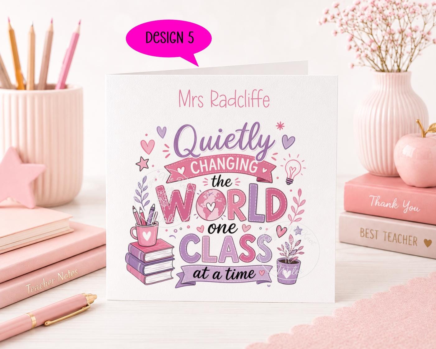 Teacher Thank You Card | Personalised Linen Card | 9 Designs to Choose From | Teacher Appreciation Card