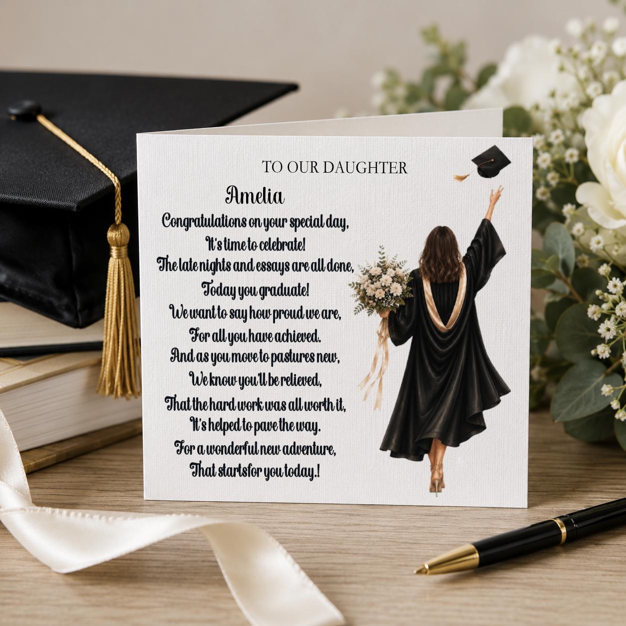 Daughter Graduation Card | Choice of Hair Colour | Congratulations Graduate Card | Daughter, Great Granddaughter, Niece, Sister
