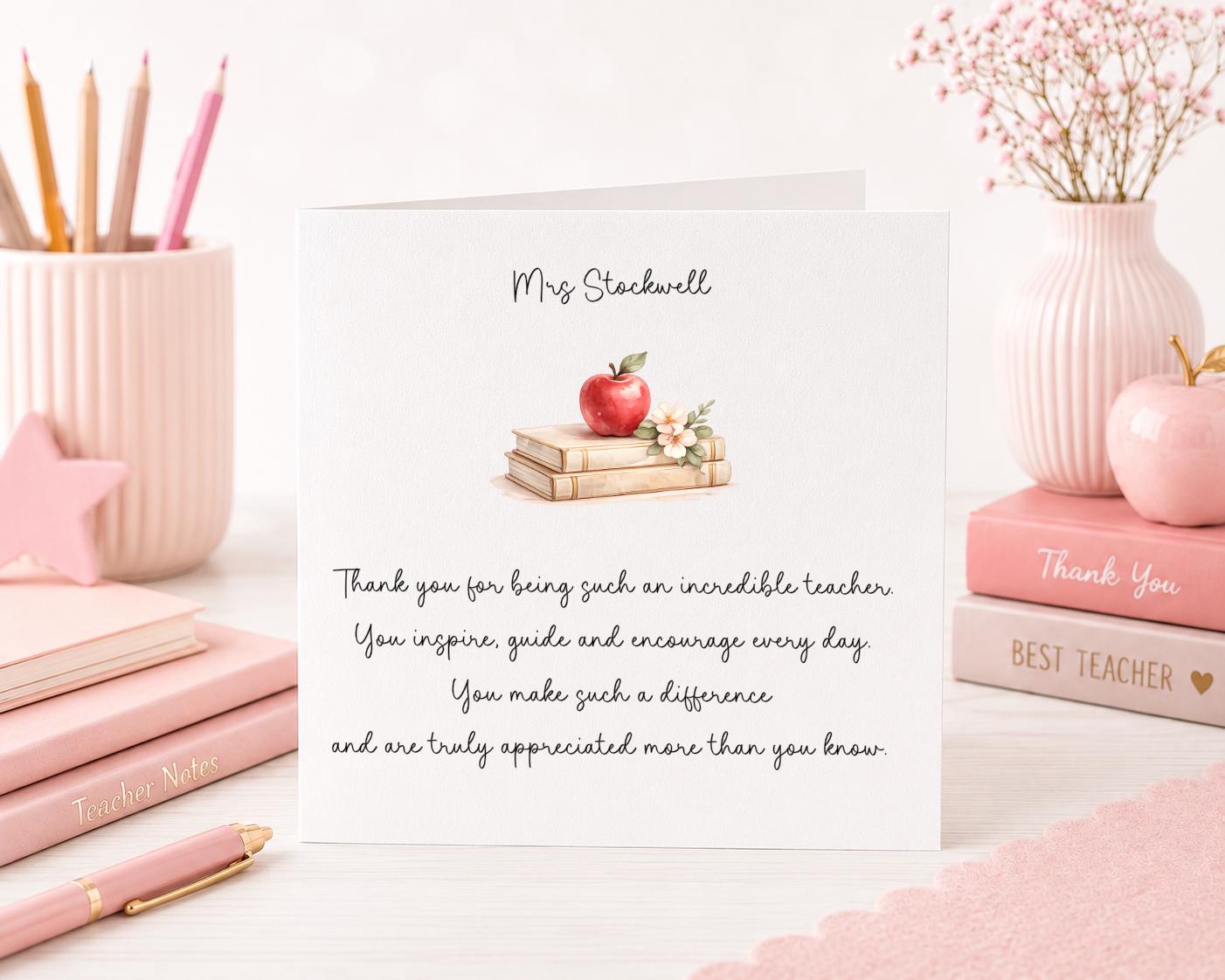 Personalised Teacher Thank You Card | Teaching Assistant Card | End of Term Teacher Gift | Thank You Teacher |