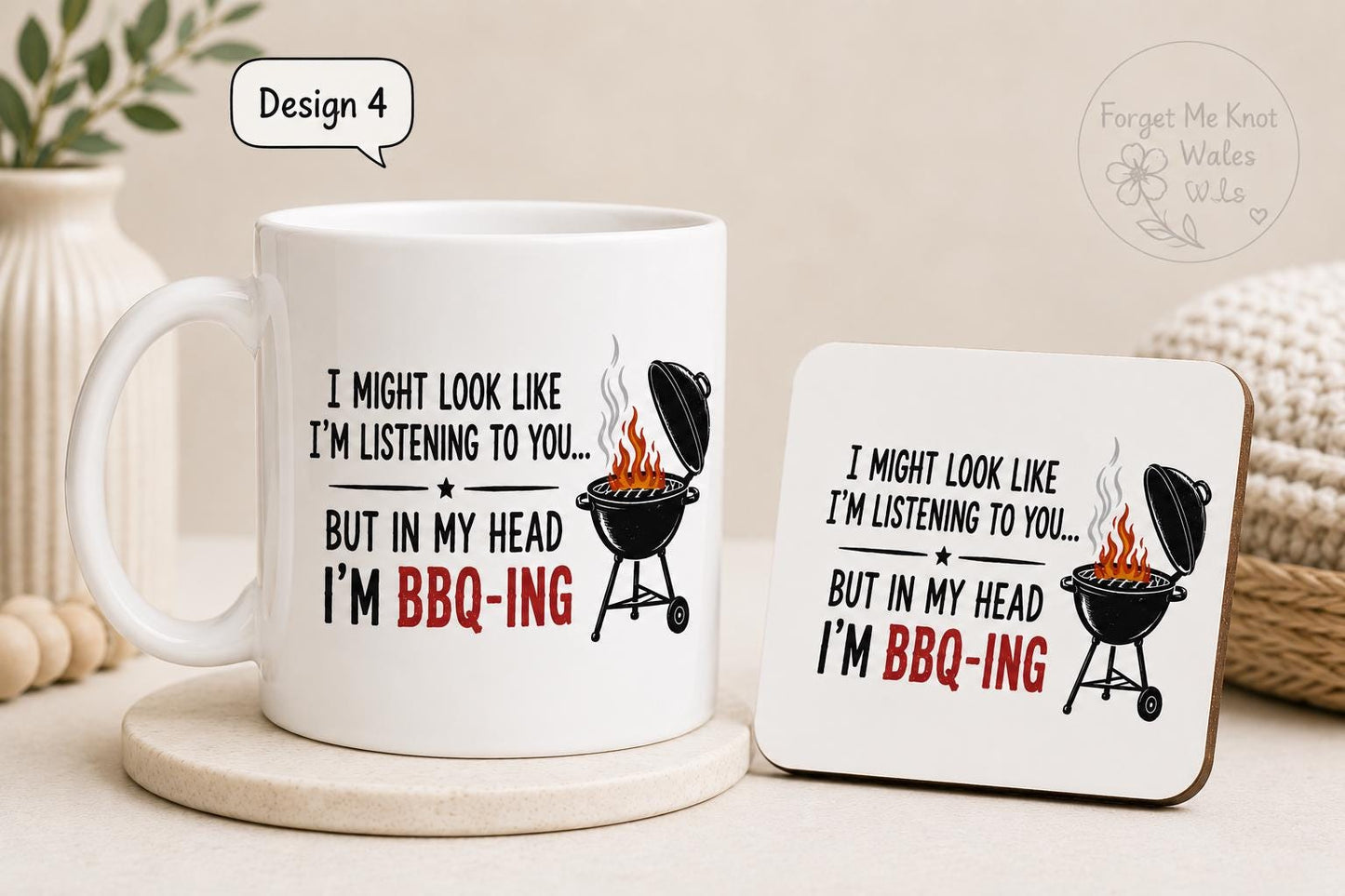 Funny BBQ Mug | BBQ Lover Gift | Grill Master Mug | I Might Look Like I’m Listening Mug | Dad Gift | Optional Coaster | Father's Day Gift