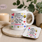 Funny Father’s Day Mug & Coaster for Mum | Mum Doing Both Parents Gift | Choice of 9 Funny Designs | Cheeky Novelty Mug