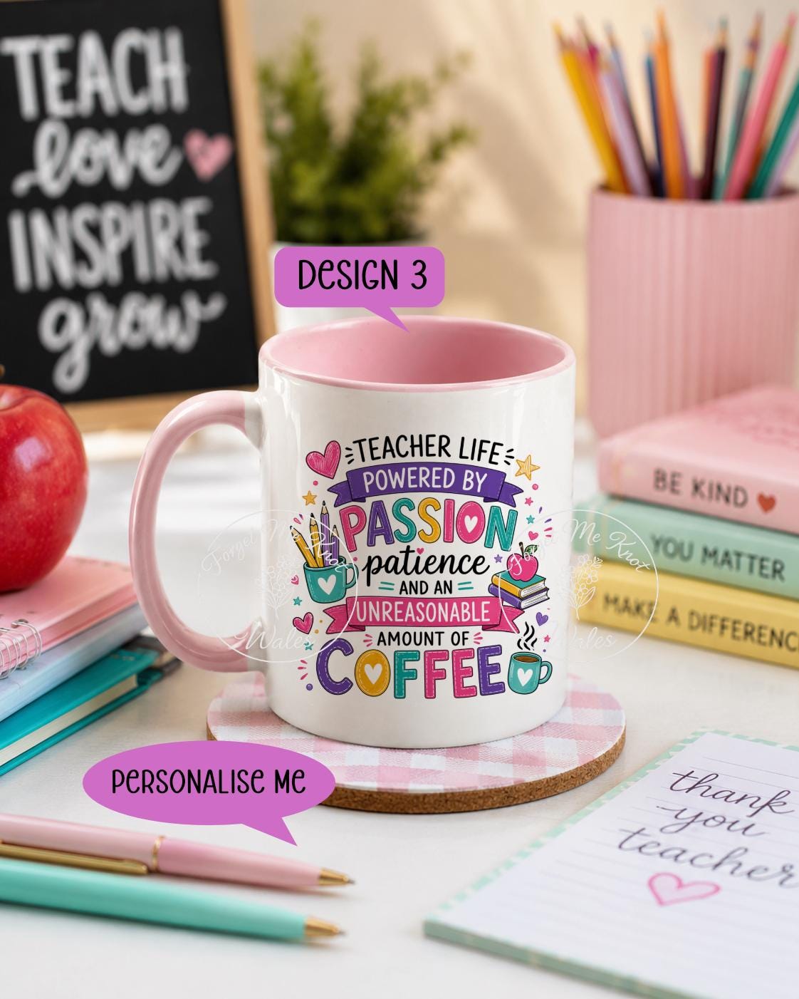 Teacher Mug & Coaster Gift | Personalised Teacher Mug | Thank You Teacher Gift | End of Term Gift