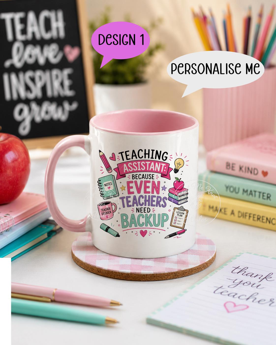 Teaching Assistant Mug & Coaster Set | Personalised Thank You Gift | Choose Mug Colour
