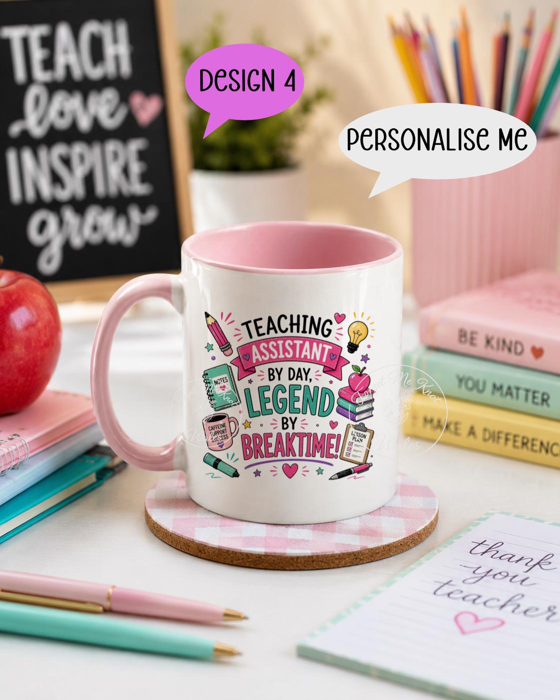 Teaching Assistant Mug & Coaster Set | Personalised Thank You Gift | Choose Mug Colour