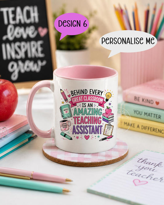 Teaching Assistant Mug & Coaster Set | Personalised Thank You Gift | Choose Mug Colour