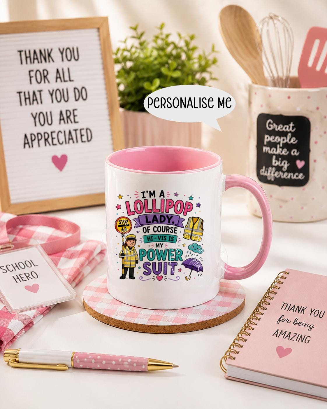 Lollipop Lady Mug & Coaster Set | Personalised Thank You Gift | School Hero Gift