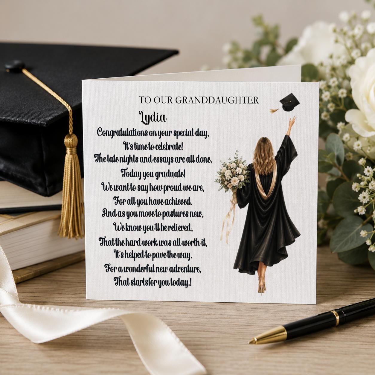 Daughter Graduation Card | Choice of Hair Colour | Congratulations Graduate Card | Daughter, Great Granddaughter, Niece, Sister