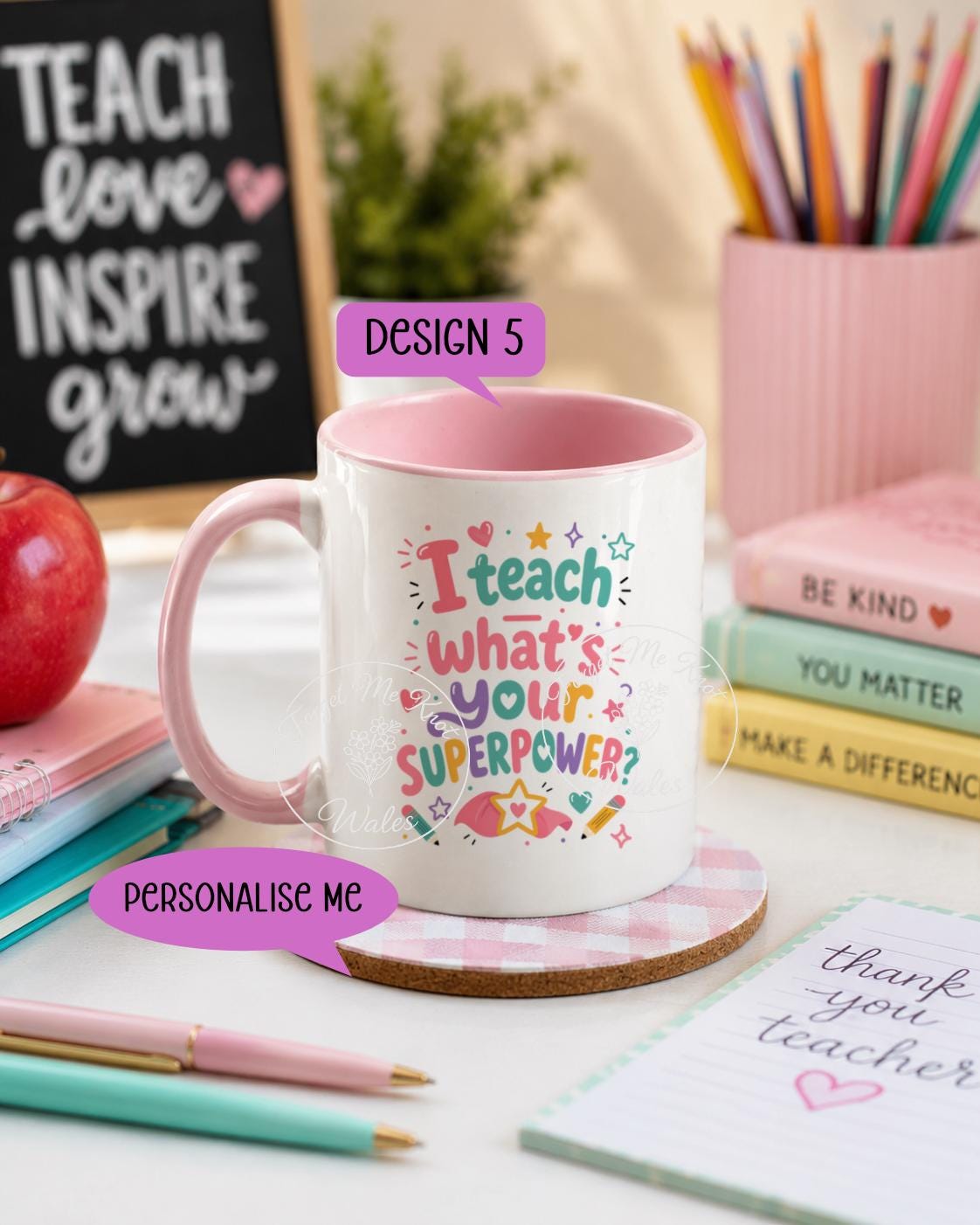 Teacher Mug & Coaster Gift | Personalised Teacher Mug | Thank You Teacher Gift | End of Term Gift