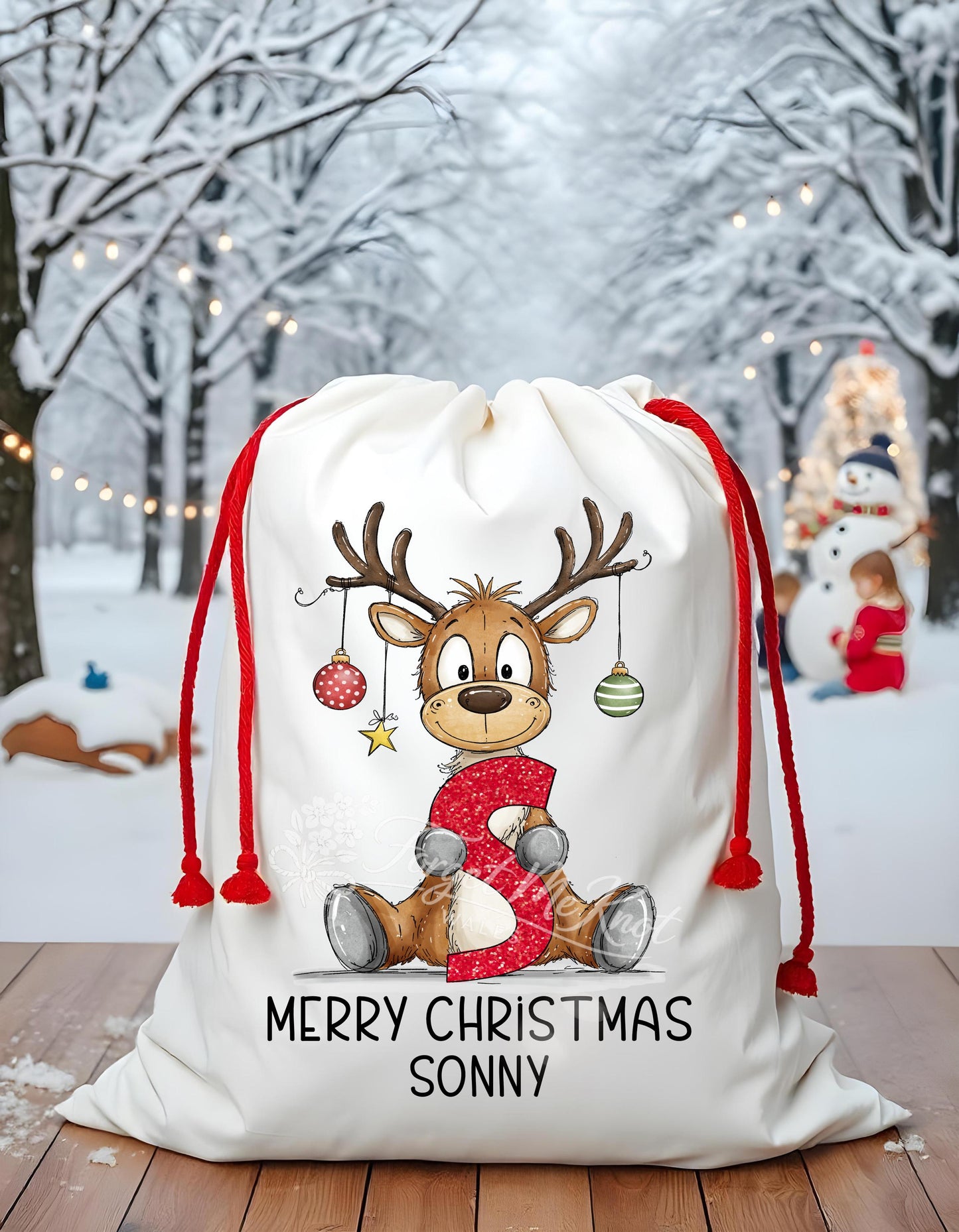 Christmas Present Sack, Large Christmas Present Sack, Personalised Reindeer Sack, Reindeer Present Sack