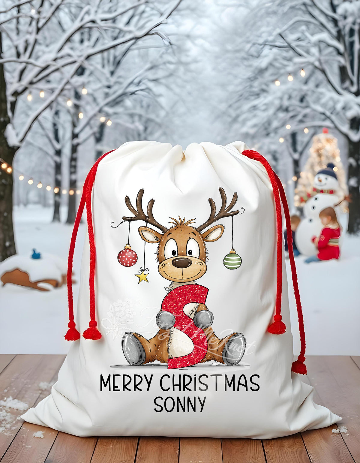 Christmas Present Sack, Large Christmas Present Sack, Personalised Reindeer Sack, Reindeer Present Sack