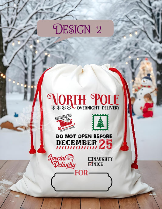 Personalised Christmas Present Sack | Santa North Pole Sack | Christmas Gift Bag | Personalised Christmas Sack