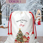 Personalised Christmas Santa Sack | Santa & Christmas Tree Design | Luxury Christmas Eve Gift Sack | Personalised Kids Xmas Sack