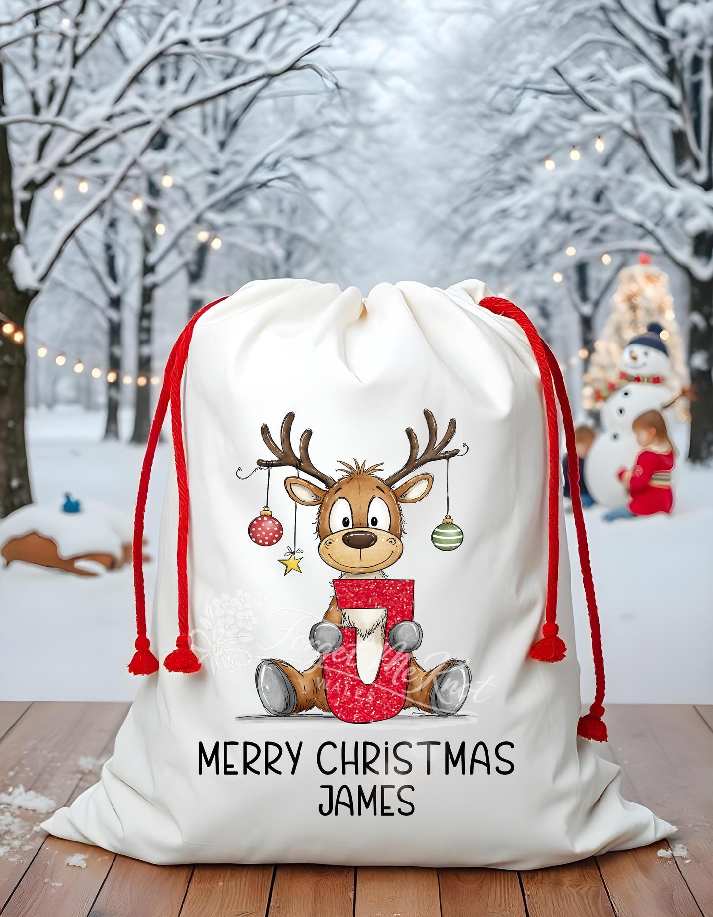 Christmas Present Sack, Large Christmas Present Sack, Personalised Reindeer Sack, Reindeer Present Sack
