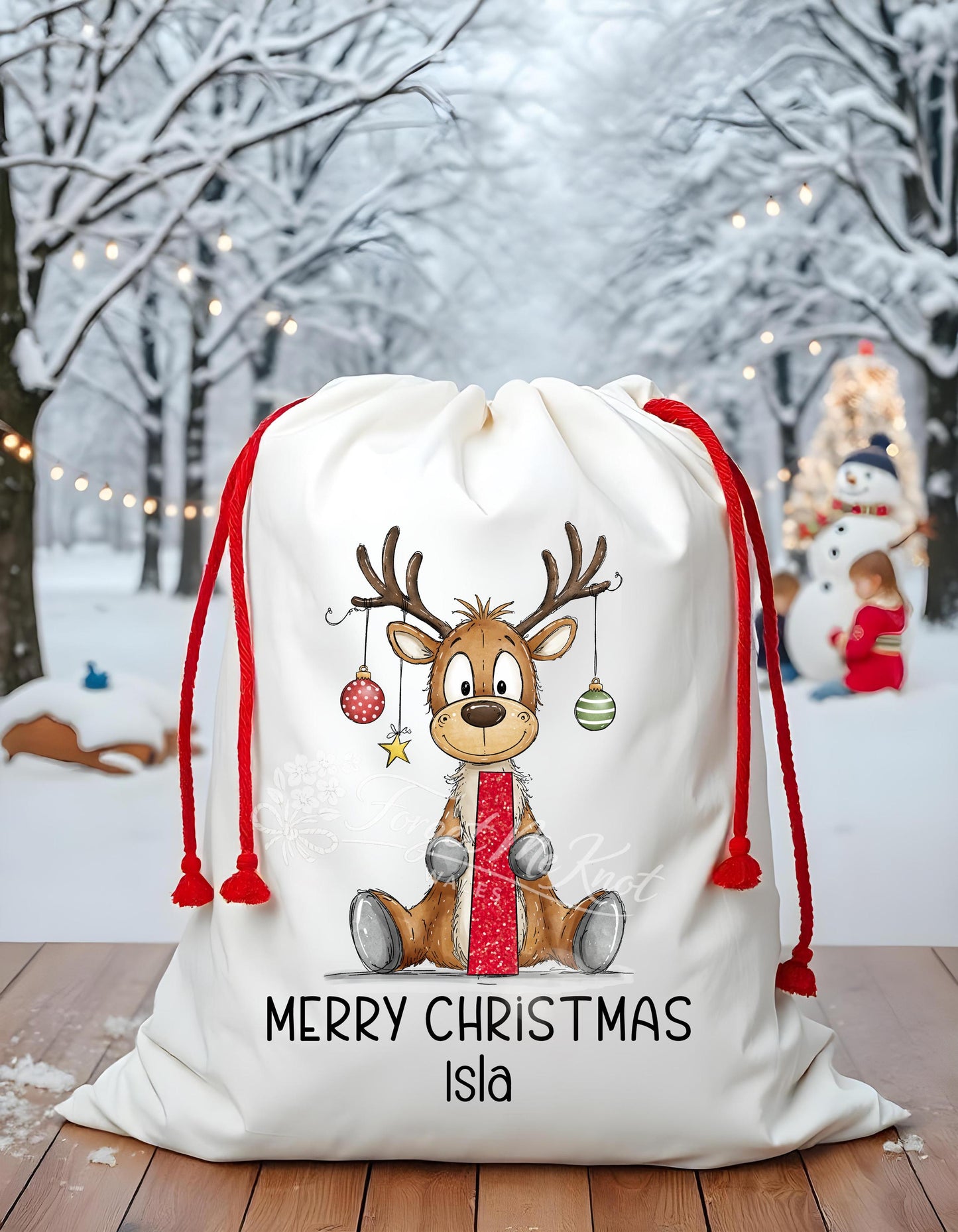 Christmas Present Sack, Large Christmas Present Sack, Personalised Reindeer Sack, Reindeer Present Sack