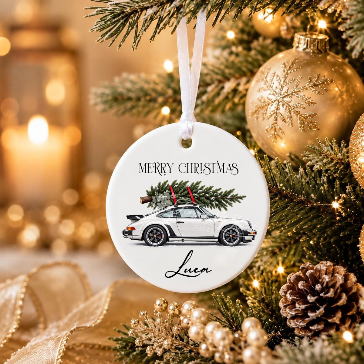 Classic Porsche 911 Turbo Christmas Bauble, White Ceramic Car Ornament, Porsche Christmas Gift, Classic Car Lover Gift, 911 Turbo Decor