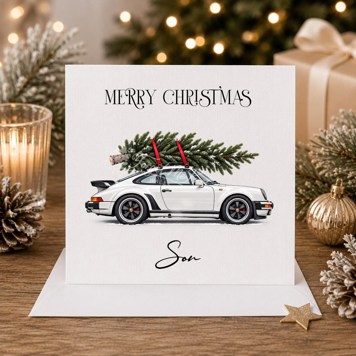 Porsche 911 Turbo Christmas Card, Classic Car Christmas Card, Porsche Christmas Card, Car Lover Christmas Card, 911 Turbo Card