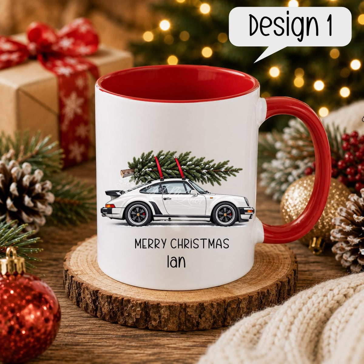 Personalised Porsche 911 Turbo Christmas Mug, Classic Car Christmas Mug, Porsche Gift, Car Lover Gift, Personalised Christmas Mug, 911 Turbo