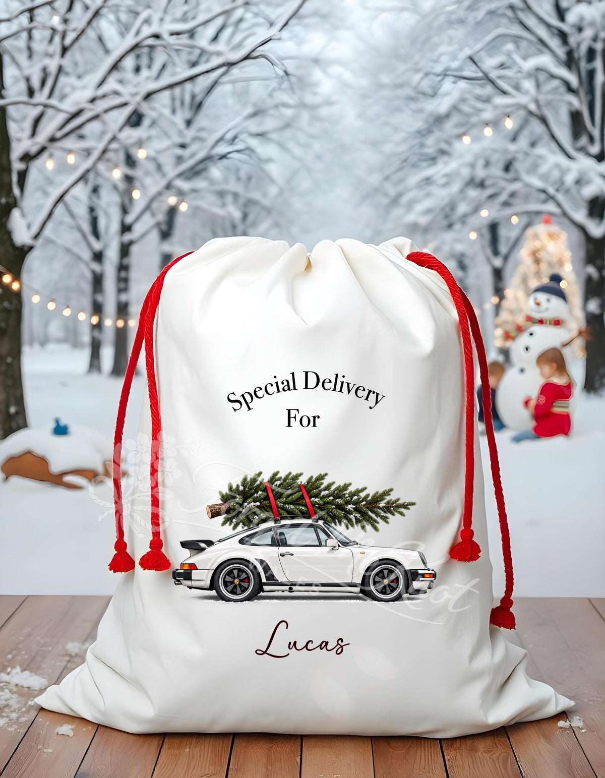 Personalised Porsche 911 Turbo Christmas Sack, Classic Car Christmas Present Sack, Personalised Christmas Gift Bag, Car Lover Gift