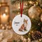 Hedgehog Christmas Ornament, Personalised Countryside Wildlife Tree Bauble, Flat Xmas Tree Decoration