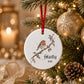 Squirrel Christmas Ornament, Personalised Countryside Wildlife Tree Bauble, Flat Xmas Tree Decoration