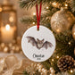 Bat Christmas Ornament, Personalised Countryside Wildlife Tree Bauble, Flat Xmas Tree Decoration