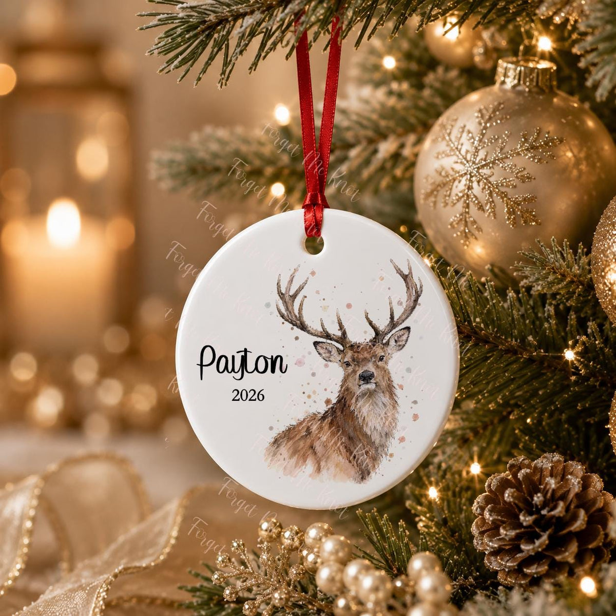 Fox Christmas Ornament, Personalised Countryside Wildlife Tree Bauble, Flat Xmas Tree Decoration