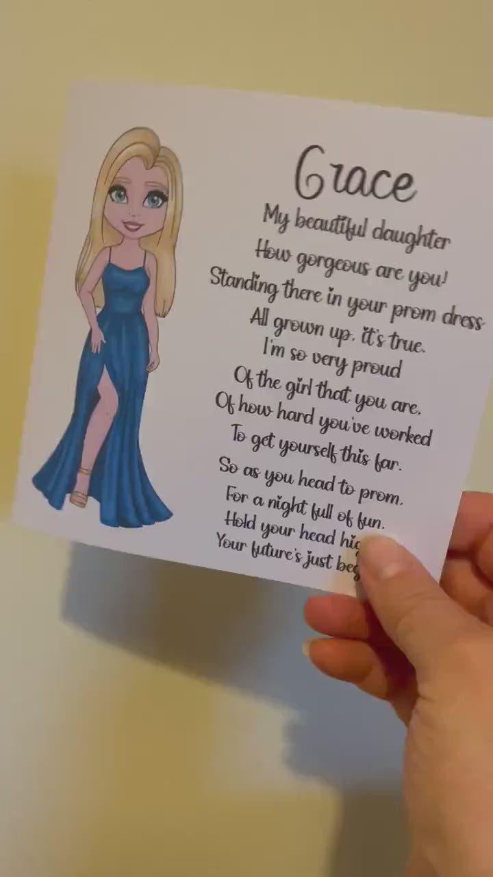 Prom Card, Prom Card For Daughter, Personalised Card For Prom Night, Celebration Card, Prom Card Girl Jumpsuit