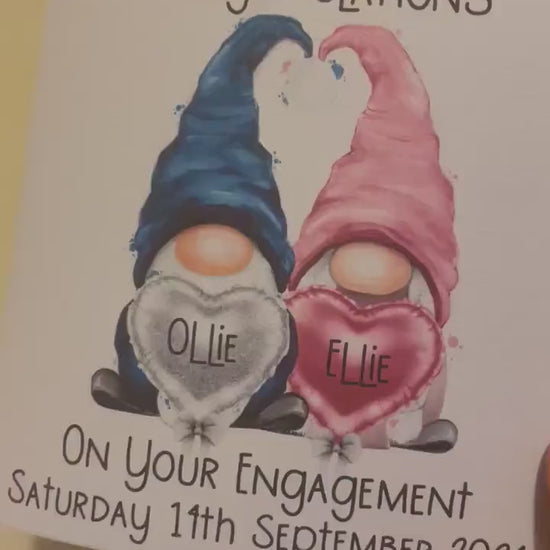 Personalised Engagement Card, Gonk Engagement Card, Congratulations Special Couple Engagement Card, Gonk, Gnome Personalised Engagement Card