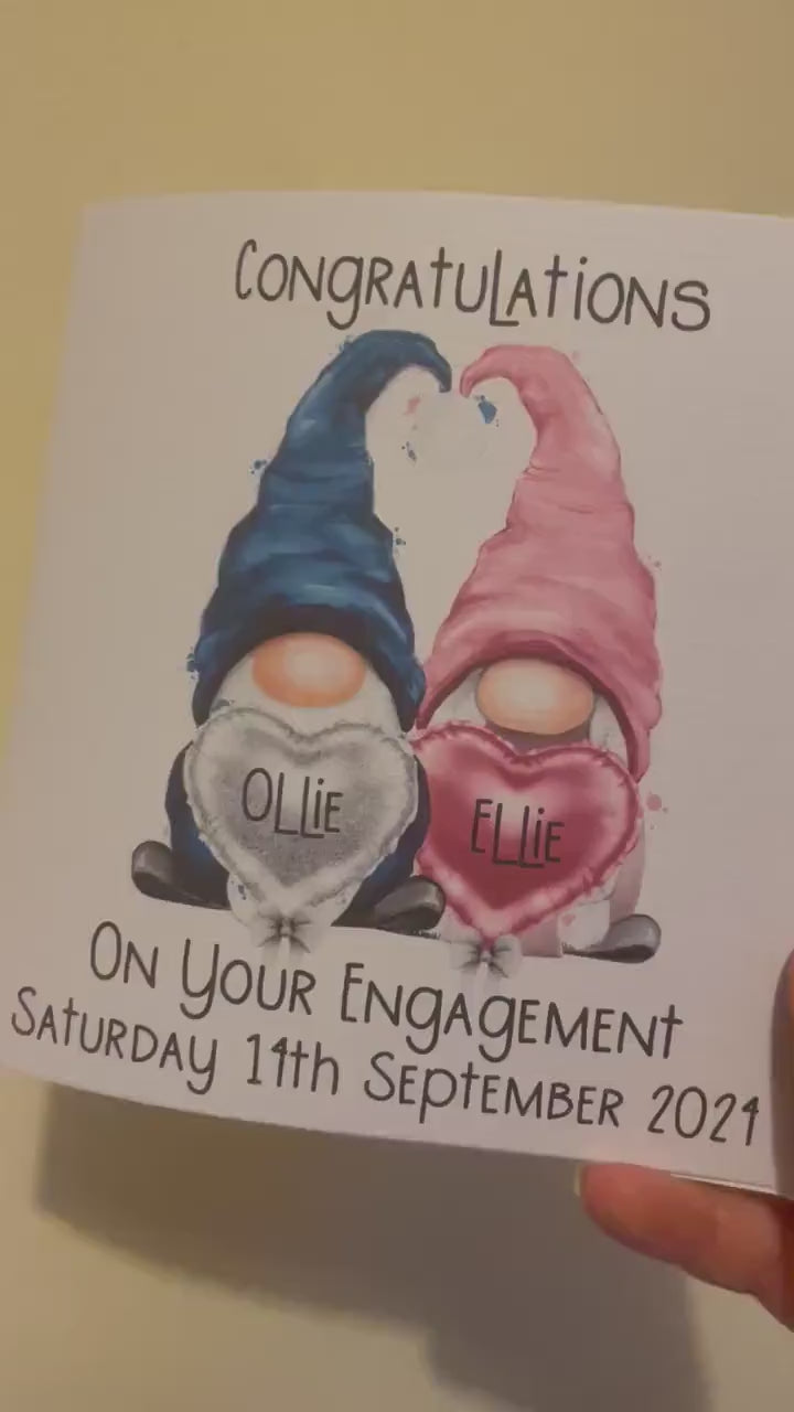 Personalised Engagement Card, Gonk Engagement Card, Congratulations Special Couple Engagement Card, Gonk, Gnome Personalised Engagement Card
