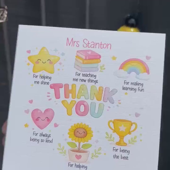 Personalised Teacher Thank You Card | End of School Gift | Teaching Assistant Card | Nursery Teacher Card | Welsh Diolch Card Available