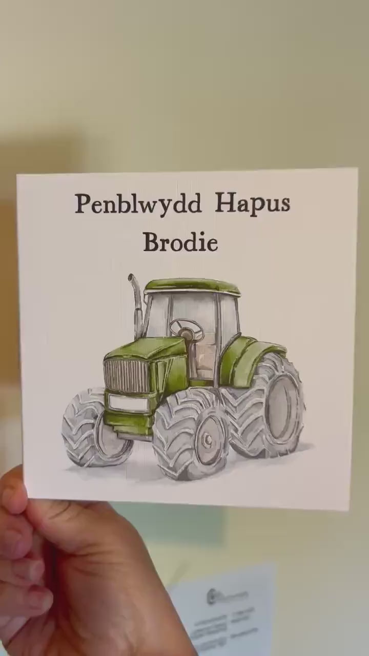Welsh Birthday Card, Cerdyn Cymraeg, Penblwydd Hapus Wyr, Welsh Cards, Welsh Birthday For Taid, Tractor Birthday Card Any Name Or Title