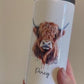 Highland Cow Water Bottle, Drinks Bottle With Highland Cow Design. Water Bottle With Straw