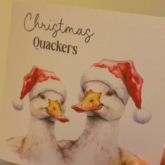 Christmas Quackers Christmas Card, Funny Duck Christmas Card,