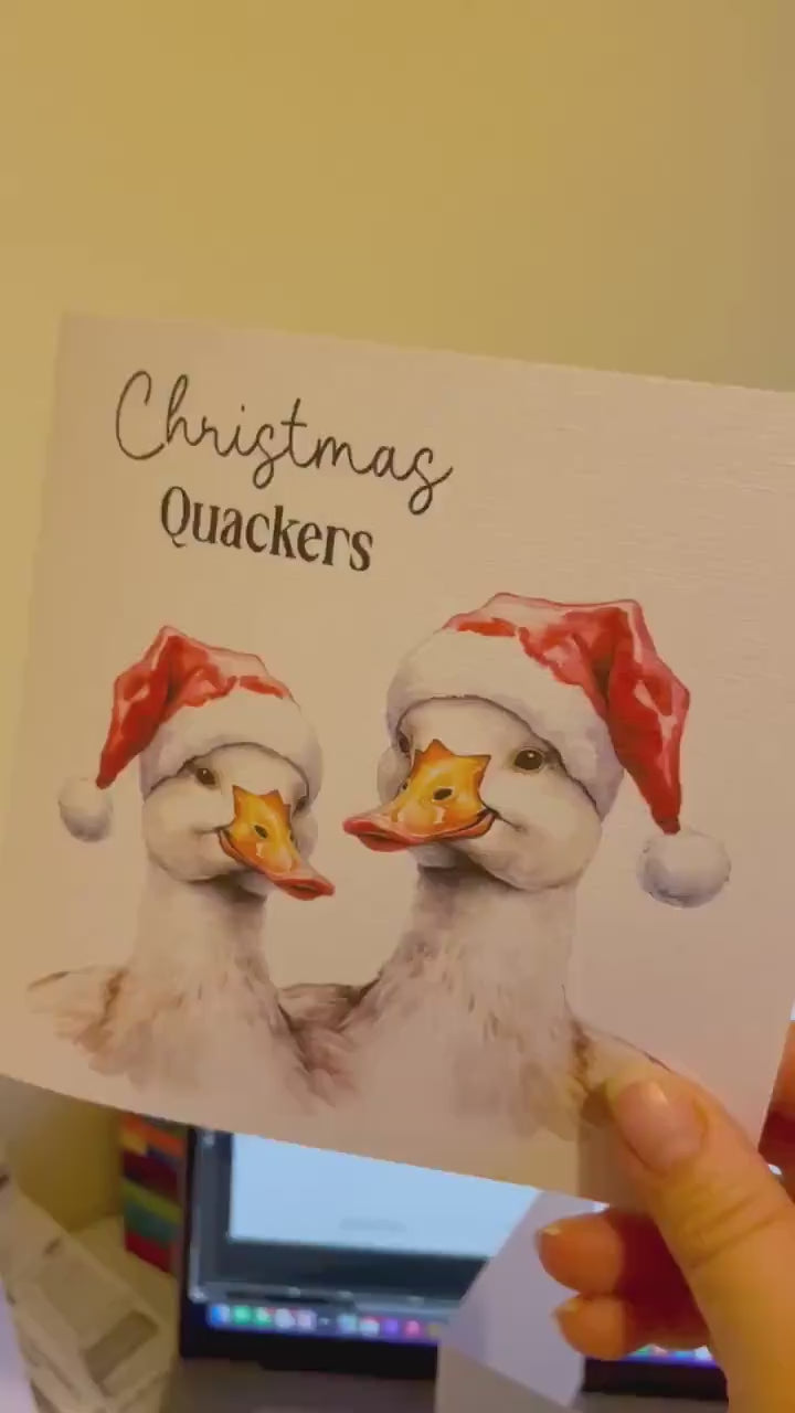 Christmas Quackers Christmas Card, Funny Duck Christmas Card,