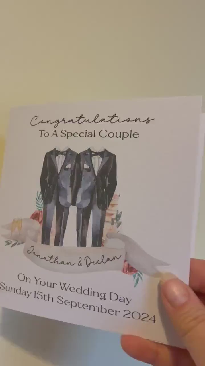 Personalised Gay Wedding Card, Same Sex Wedding Card, Mr &  Mr Wedding Day Card