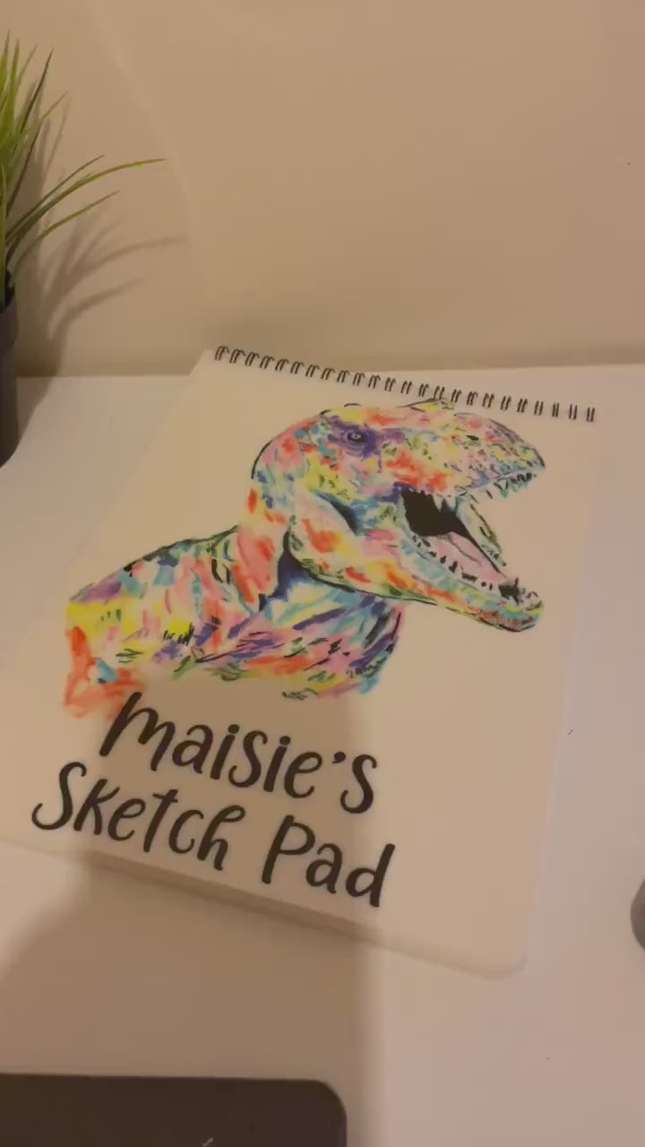 Sketchbook, Dino Sketch Book, Personalised Sketchbook, Personalised Sketch Pad, Sketchbook, Gift For Grandson, Gift For Daughter
