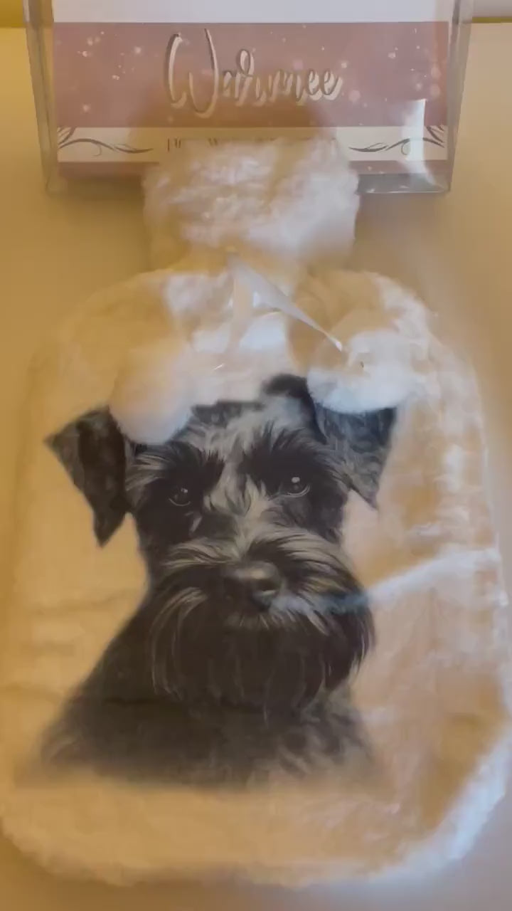 Miniature Schnauzer Gift, Personalised Hot Water Bottle, Dog Xmas Gift, Xmas Gift For Dog Lover
