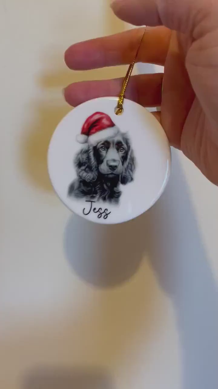Cocker Spaniel Christmas Dog Bauble, Personalised Pet Dog Christmas Tree Decoration, Gift For Dog Family